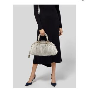 Dolce & Gabbana White Satchel with Gold Hardware and Braided Handles